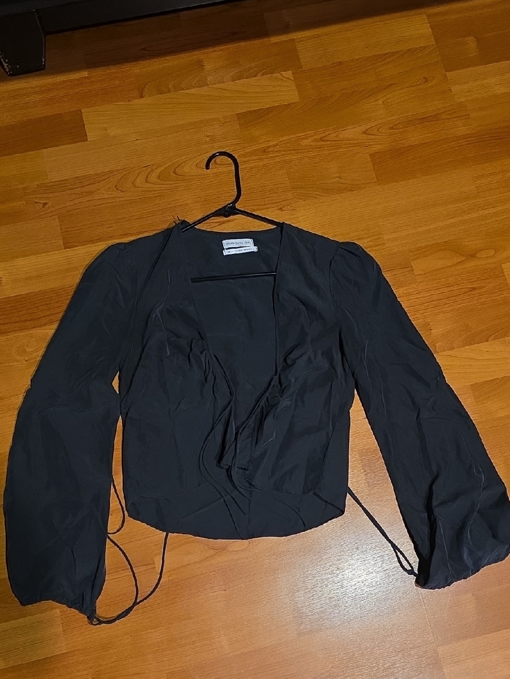 Urban Outfitters Black Wrap-Style Long Sleeve Blouse